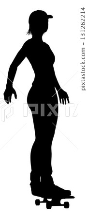 Woman Silhouette Female Skateboarder Girl 131262214