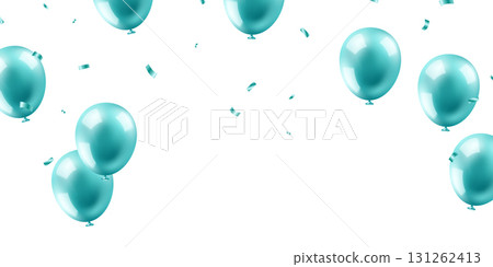 Beautiful green 3D balloons illustration background vector banner template for party celebration decoration. Beautiful green 3D balloons illustration background vector banner template for party celebration decoration. 131262413