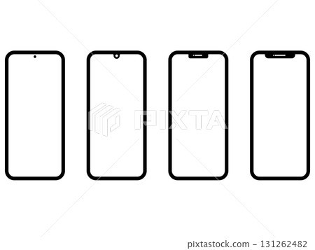 Front view of a monochrome smartphone on a black background 131262482