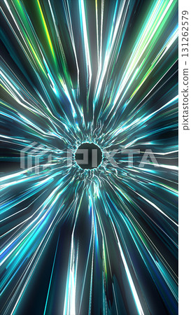 Abstract electric light burst forming a glowing blue vortex with powerful radiant energy lines 131262579