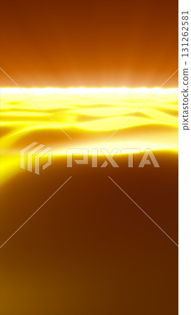 Bright golden glowing surface with smooth waves, resembling a molten horizon under orange sky Bright golden glowing surface with smooth waves, resembling a molten horizon under orange sky 131262581