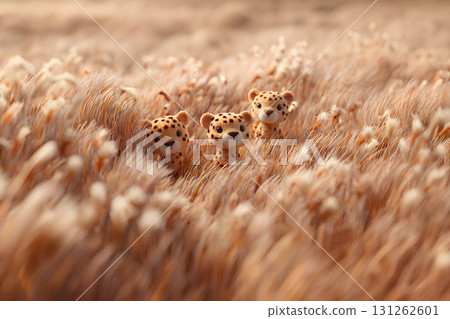 Cheetah cubs playing in the grassland Cheetah cubs playing in the grassland 131262601