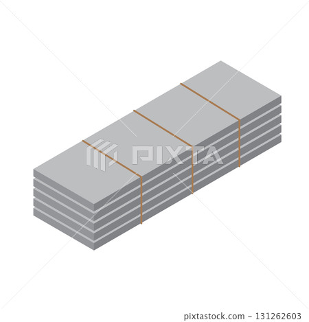 Isometric illustration of stacked metal plates 131262603