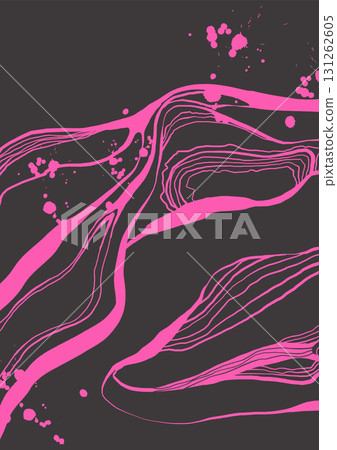 Abstract purple ink flowing lines with splatters Abstract purple ink flowing lines with splatters 131262605