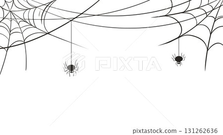 Horizontal banner with web and spiders Horizontal banner with web and spiders 131262636