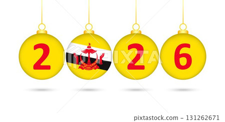 Brunei Flag Christmas Balls 2026 Decoration. 131262671