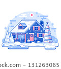 Winter House with Christmas Decorations 131263065