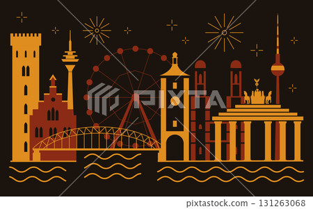 Travel to Germany Poster with Night Skyline Travel to Germany Poster with Night Skyline 131263068