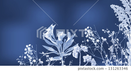 Cyanotype botanical garden border 131263346