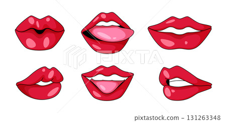 Glossy mouth collection with sexy retro expression Glossy mouth collection with sexy retro expression 131263348