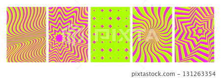 Hypnotic color retro patterns collection Hypnotic color retro patterns collection 131263354