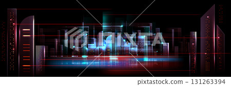 Abstract tech city AI skyline 131263394