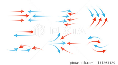 Warm and cold air flow signs set 131263429