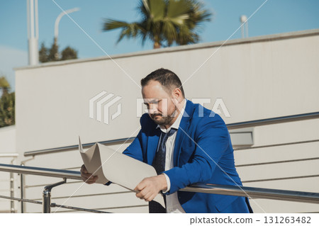 Worried Businessman Under The Sun During Work  131263482