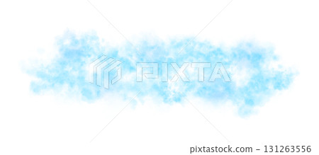 Dense light blue smoke cloud with soft edges and transparency effect on a black background for dreamy, airy, or fantasy visuals 131263556