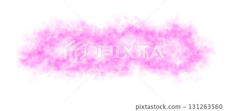 Dense pink smoke cloud with soft edges and transparency effect on a black background for fantasy, romantic, or dreamy visual themes 131263560