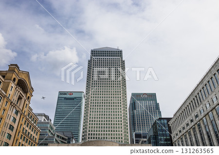 Canary Wharf London Skyline with Financial District Towers. London, UK, 16 April 2023 Canary Wharf London Skyline with Financial District Towers. London, UK, 16 April 2023 131263565