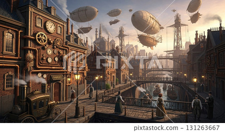 幻想蒸氣龐克風景插畫 131263667