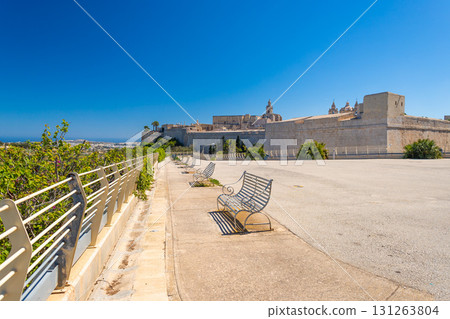 A view of the observation deck near the ancient city of Mdina, Malta 131263804