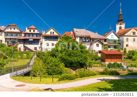 Cityscape of Metlika, a small town in southeastern Slovenia 131263811