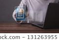 Young man with laptop hand touching to sign a Online Business Contract, Contract signing, 131263955