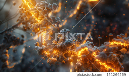 3D illustration of an enzyme at work breaking 131264269