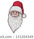 Hand drawn santa claus in a red hat. Vector illustration. 131264349