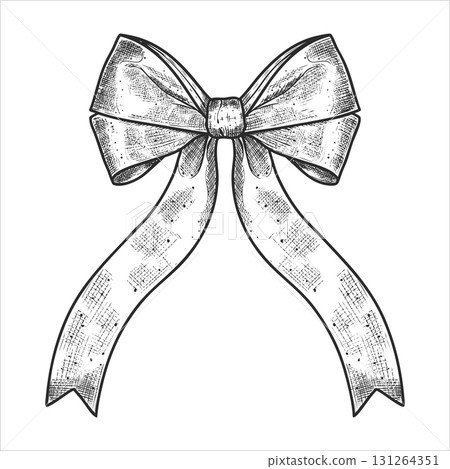 Hand drawn bow. Christmas decor. Vector illustration 131264351