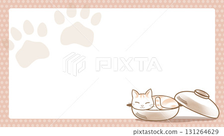 Cat pot and paw step background frame illustration 131264629
