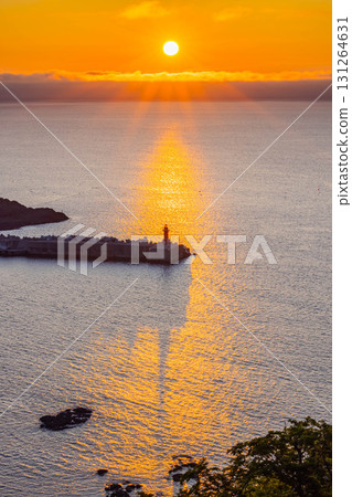 Sunset at Utoro Fishing Port 131264631