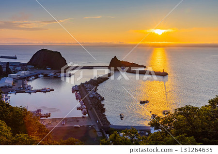 Sunset at Utoro Fishing Port 131264635