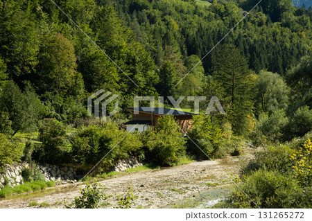 A perfect picture of the world, a house in the mountains in the middle of nature and silence. 131265272