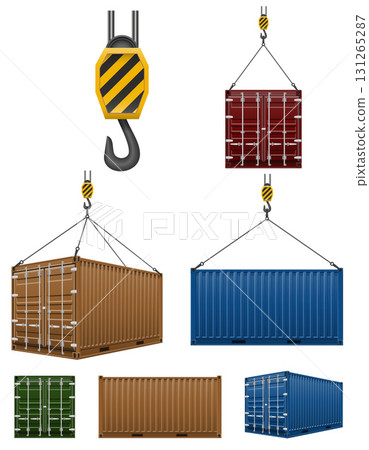 cargo container hanging on the hook of a crane cartoon stock vector illustration cargo container hanging on the hook of a crane cartoon stock vector illustration 131265287