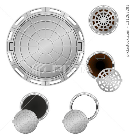 metal sewer pit with a hatch cartoon stock vector illustration 131265293
