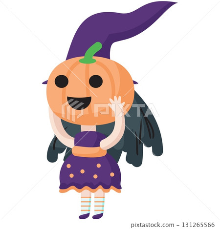 Cute girl in halloween witch costume vector icon 131265566