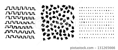 Paint Brush Marker Ink Strokes Textures Set and Dot Pattern. Vector illustration of Hand Drawn Pencil Sketch Elements Paint Brush Marker Ink Strokes Textures Set and Dot Pattern. Vector illustration of Hand Drawn Pencil Sketch Elements 131265666