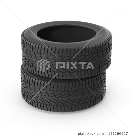 Two stacked black tires 131266337