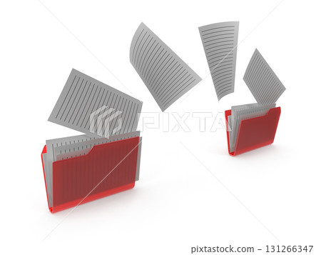 Documents flying out of red folders Documents flying out of red folders 131266347