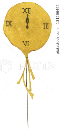 New Year Balloon Watercolor Countdown Black Gold Festive Holiday Decoration Illustration 131266463