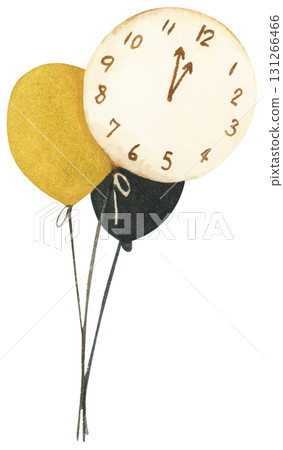 New Year Balloon Watercolor Countdown Black Gold Festive Holiday Decoration Illustration New Year Balloon Watercolor Countdown Black Gold Festive Holiday Decoration Illustration 131266466