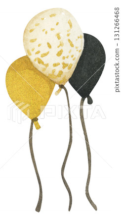 New Year Balloon Watercolor Countdown Black Gold Festive Holiday Decoration Illustration 131266468