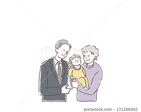 Grandpa and grandmother holding a baby 131266882