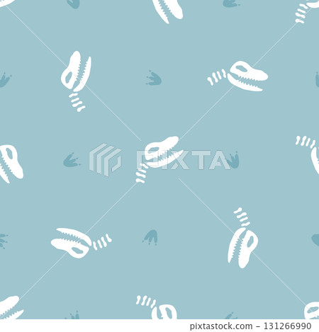 Cute Dinosaur Skeleton Seamless Pattern for Kids 131266990