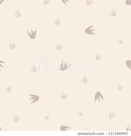 Dinosaur Footprints Seamless Pattern. Cute Dino Tracks Background 131266991