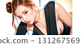 A young female model stretching by the window 131267569