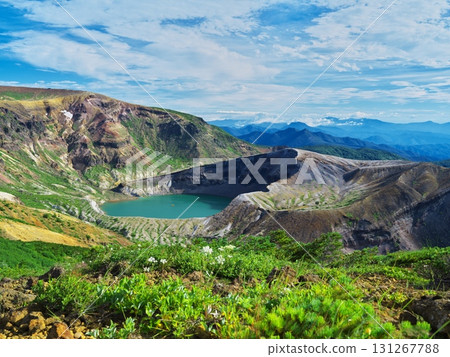 View of Okama from Okama Observatory on Mount Zao in summer 131267788