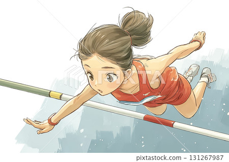A high jumper clearing the bar 131267987