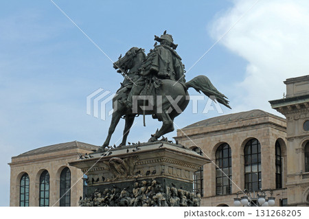 Vittorio Emanuele II monument on piazza Duomo in Milan 131268205