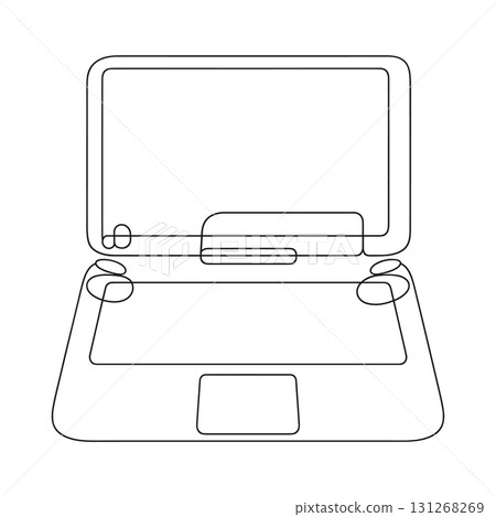 Laptop Computer Continuous One Line Drawing Vector. Remote Work and Technology Vector Symbol. 131268269