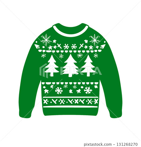 Ugly Christmas Sweater Vector Icon. Festive Holiday Jumper with a Winter Pattern Vector. 131268270